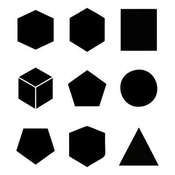 Geometric basic shapes set silhouette vector illustration isolated on white 库存插图