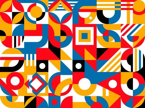 Geometric Bauhaus abstract pattern grid background 스톡 일러스트