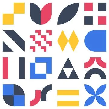 Geometric Bauhaus elements shapes in retro style Illustrazione stock