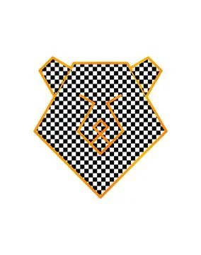 Geometric bear head illustration, Checkered pattern bear icon, Abstract orang 库存插图