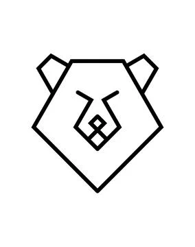 Geometric bear head outline vector, Minimalist grizzly icon, Line art bear fa Stock Illustration