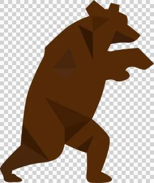 Geometric bear is rearing in flat design highlighting polygonal facets Stock Illustration