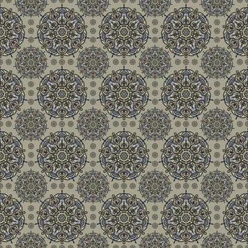 Geometric biege mandala seamless pattern Stock Illustration