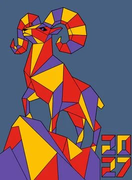 Geometric Bighorn Ram Stock Illustration