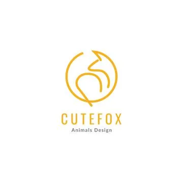 Geometric bird line circle fox logo symbol icon vector graphic design illus.. Stock Illustration