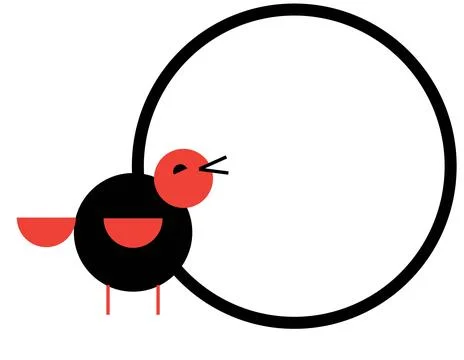 Geometric bird singing logo Stock Illustration