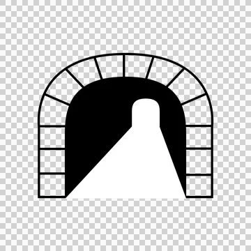 Geometric Black and White Brick Archway Tunnel Entrance Icon Stock Illustration