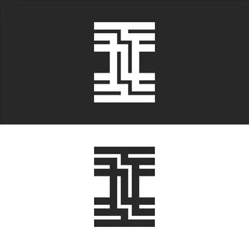 Geometric black and white column logo or letter I monogram with intricate a.. Stockillustratie