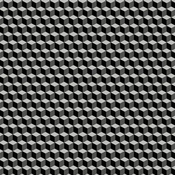 Geometric Black and White Cube Pattern Stock Illustration