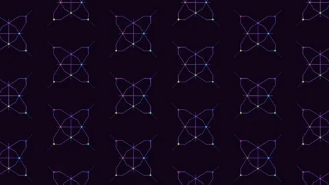 Geometric black and white pattern with colorful lines and shapes Stock Footage 289206745