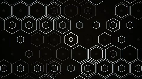 Geometric black and white pattern with hexagons on the surface Stockbeeldmateriaal 332910889