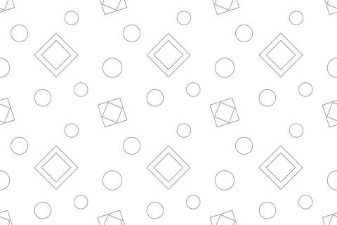 Geometric Black and White Pattern with Circles and Squares Stock Illustration