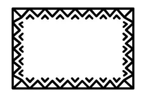 Geometric black and white zigzag pattern border frame design Stock Illustration