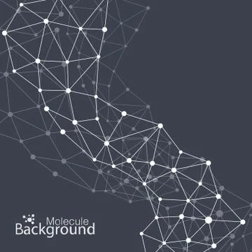 Geometric black background Molecule and communication for your design and your Stock Illustration