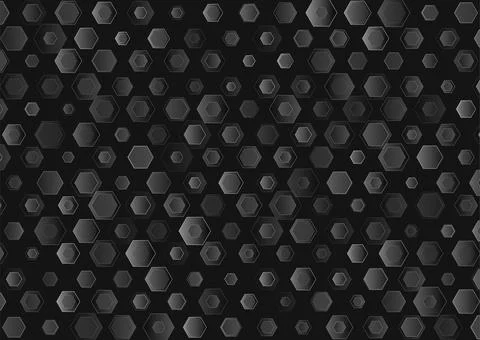 Geometric black grey minimal background with hexagonal texture Stock Illustration