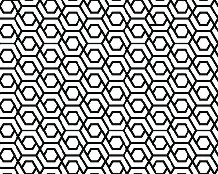 Geometric black hexagons seamless pattern Illustrazione stock
