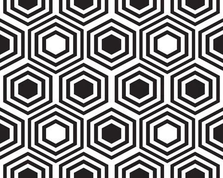 Geometric black hexagons seamless pattern Stock Illustration