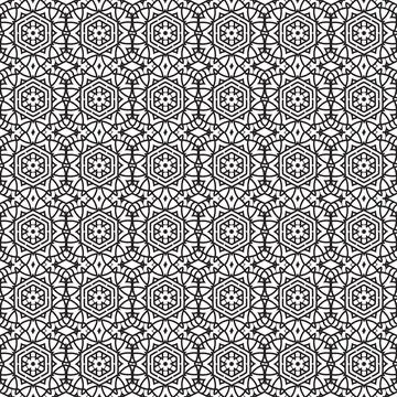 Geometric black line art pattern, seamless textile design, background texture 스톡 일러스트