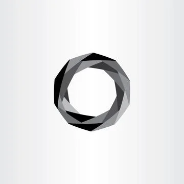 Geometric black polygon circle vector abstract background Stock Illustration