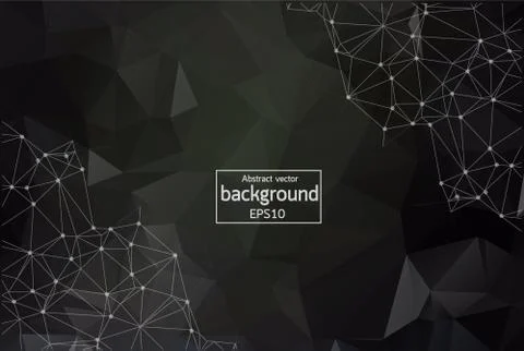 Geometric Black Polygonal background molecule and communication. Connected li Stock Illustration