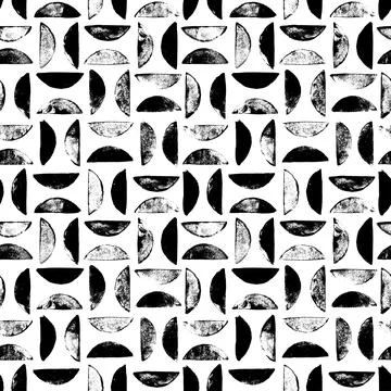 Geometric black seamless pattern with semi circles Stock Illustration