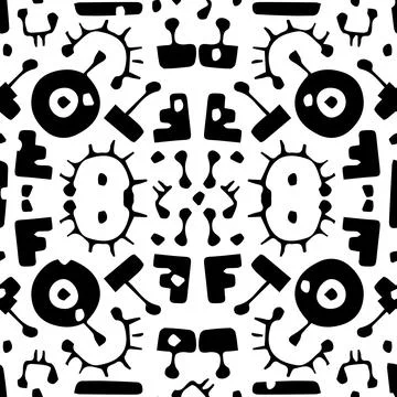 Geometric black seamless pattern on white background. Abstract monochrome vector Stock Illustration