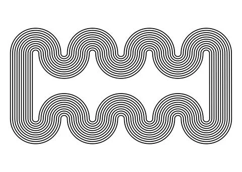 Geometric black stripes swirling pattern border frame modern abstract background Illustrazione stock