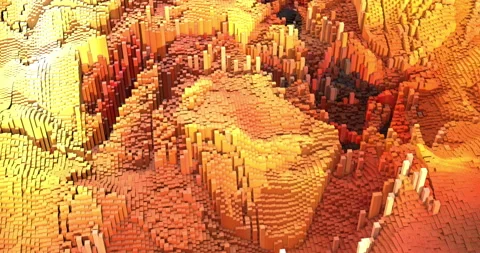 Geometric block animation with 3d cubes rising and falling. Stock Footage 331495891