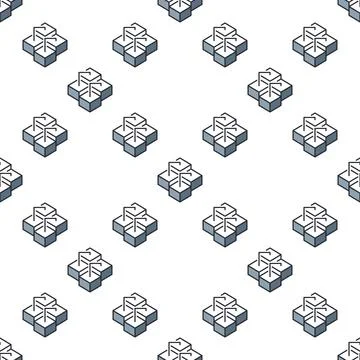 Geometric Blockchain Cryptocurrency Technology vector blue seamless pattern Stock Illustration