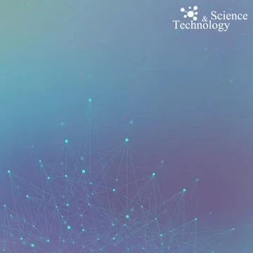 Geometric blue background molecule and communication. Connected lines with dots Stock Illustration