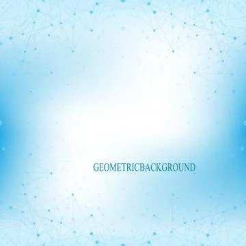 Geometric blue background molecule and communication . Connected lines with dots Illustrazione stock