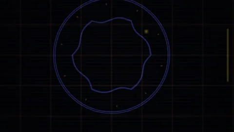 Geometric Blue Circle Shape on Dark Grid with Moving Particle for Technical.. Stock Footage 343699172
