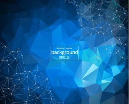 Geometric Blue Dark Polygonal background molecule and communication. Connecte Stock Illustration