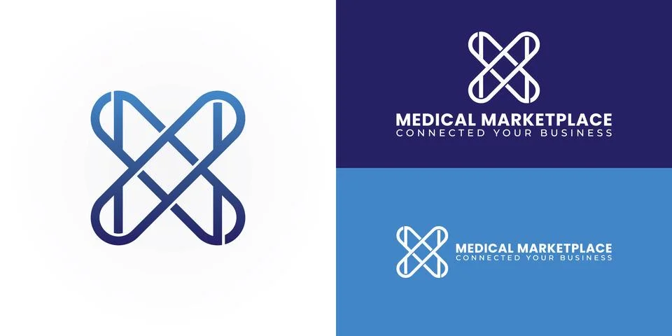 A geometric, blue, gradient logo featuring interlocking lines Stock Illustration