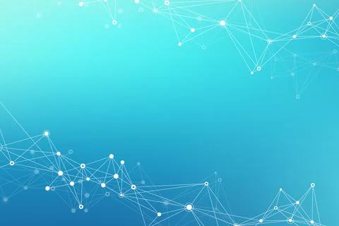 Geometric blue graphic background molecule and communication. Big data complex Illustrazione stock