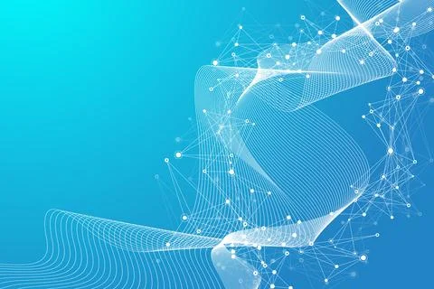 Geometric blue graphic background molecule and communication. Big data complex Illustrazione stock