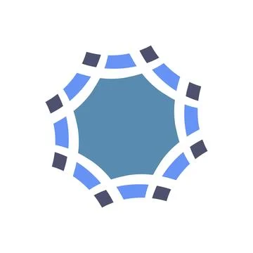 Geometric Blue Interlocking Ribbon Circle Stock Illustration