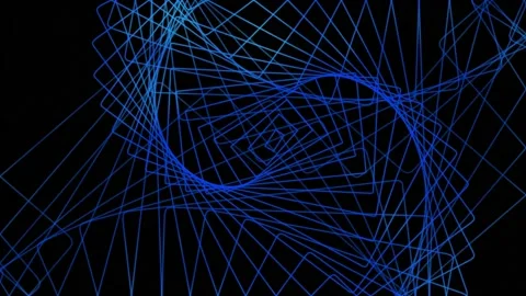 Geometric blue patterns rotate on a black background Stock Footage 179536889