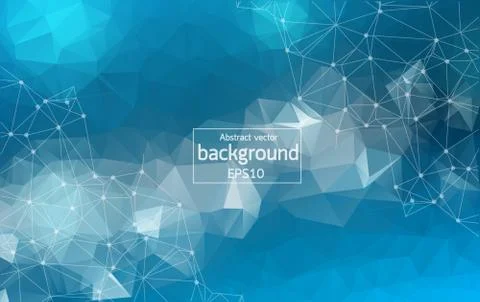 Geometric Blue Polygonal background molecule and communication. Connected lin Stock Illustration