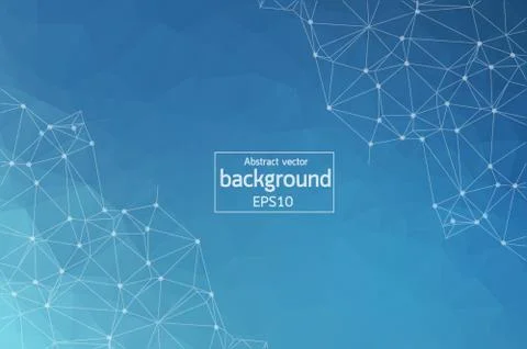 Geometric Blue Polygonal background molecule and communication. Connected lin Stock Illustration