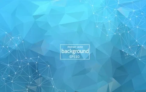 Geometric Blue Polygonal background molecule and communication. Connected lin Stock Illustration