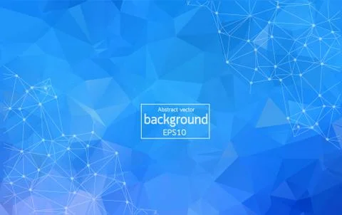 Geometric Blue Polygonal background molecule and communication. Connected lin Stock Illustration