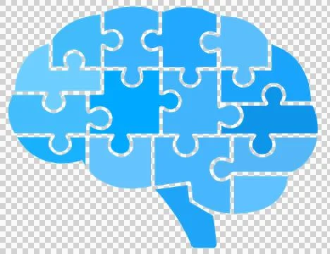 Geometric Blue Puzzle Brain Flat Vector Illustration For Logic And Creativity Co Stock Illustration