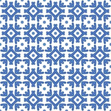 Geometric blue seamless pattern black on white background Stock Illustration