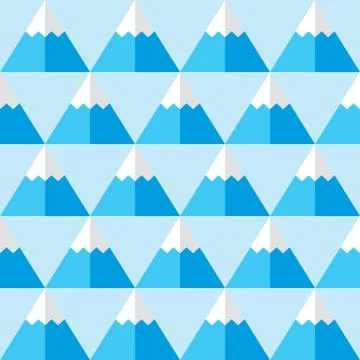 Geometric blue seamless pattern with mountains - winter background Stock Illustration