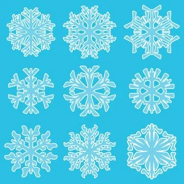 Geometric blue snowflakes Illustrazione stock