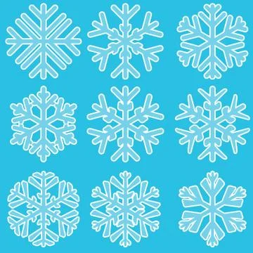 Geometric blue snowflakes set Stock Illustration