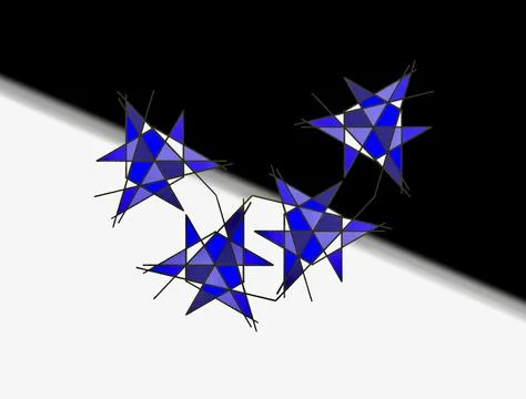 Geometric Blue Stars on Split Screen Stock Illustration