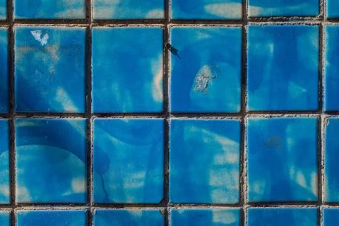 Geometric blue tile pattern texture background and wallpaper Stock Photos