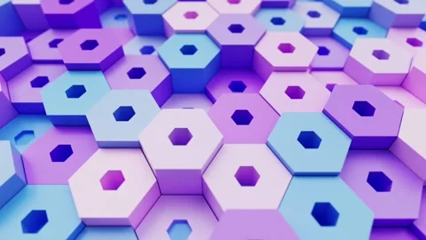 Geometric blue violet bright hexagonal background with hexagon shapes Stock Footage 166389109
